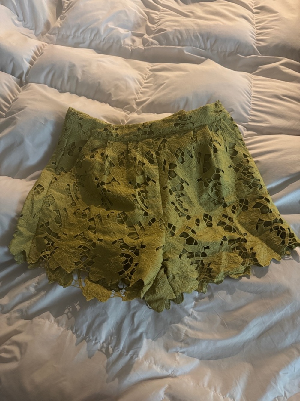 Umgee Olive Lace High Waist Shorts